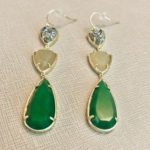 Tri-colored Stone Drop Earrings